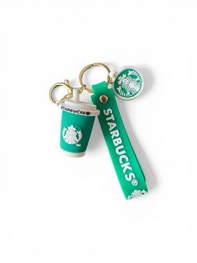 Starbucks Green and White Branded Keychain Trio